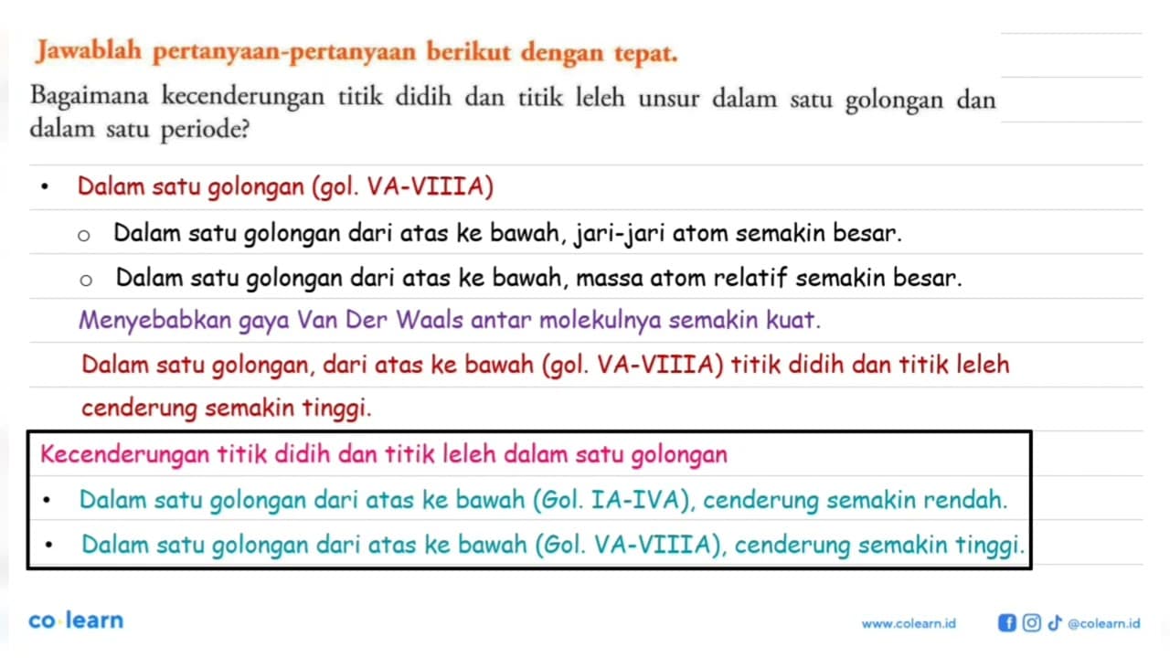 Jawablah pertanyaan-pertanyaan berikut dengan tepat.