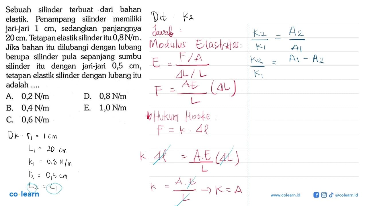 Sebuah silinder terbuat dari bahan elastik. Penampang