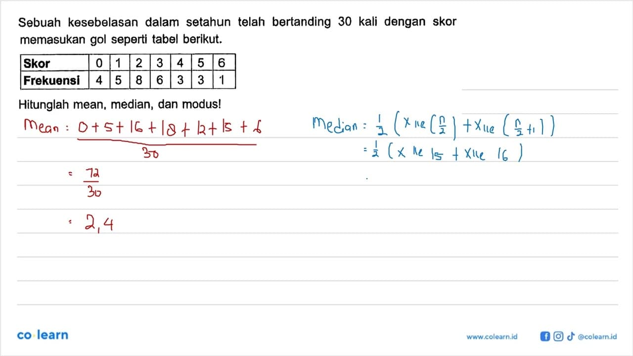 Sebuah kesebelasan dalam setahun telah bertanding 30 kali