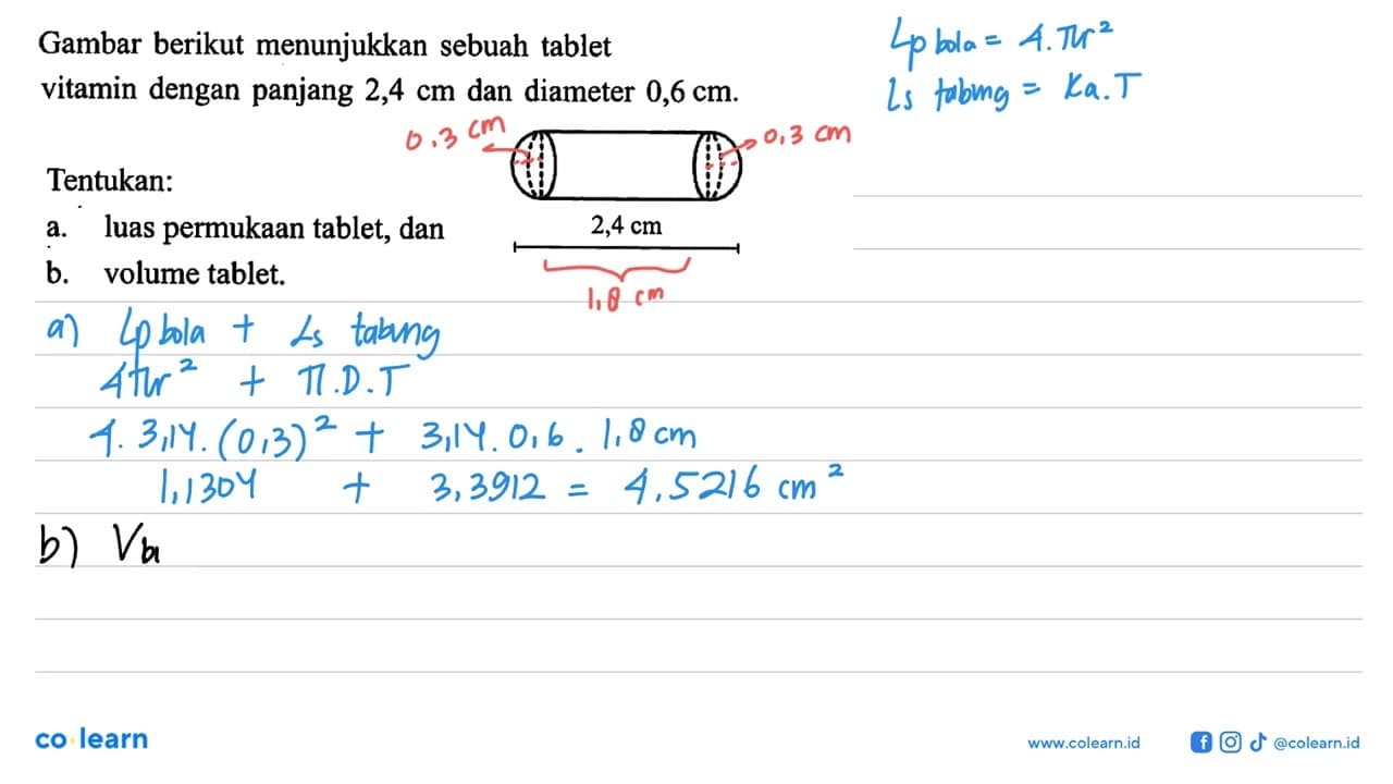 Gambar berikut menunjukkan sebuah tablet vitamin dengan