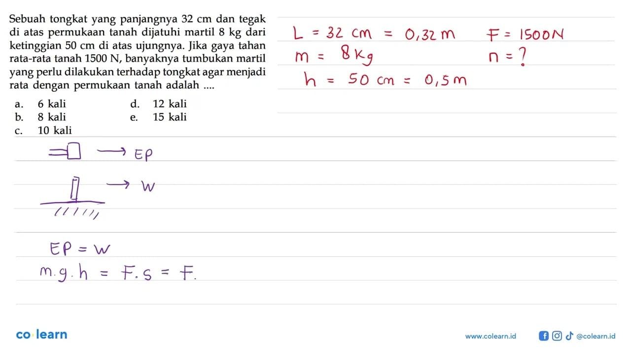 Sebuah tongkat yang panjangnya 32 cm dan tegak di atas