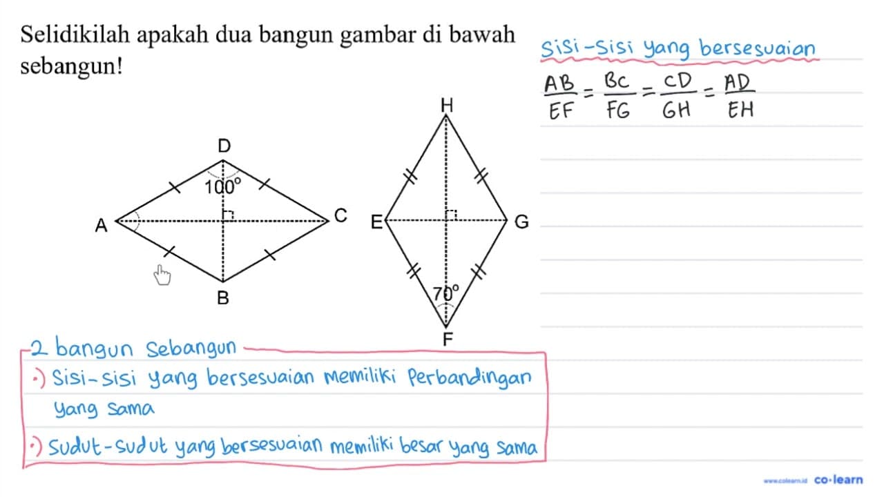 Selidikilah apakah dua bangun gambar di bawah sebangun!