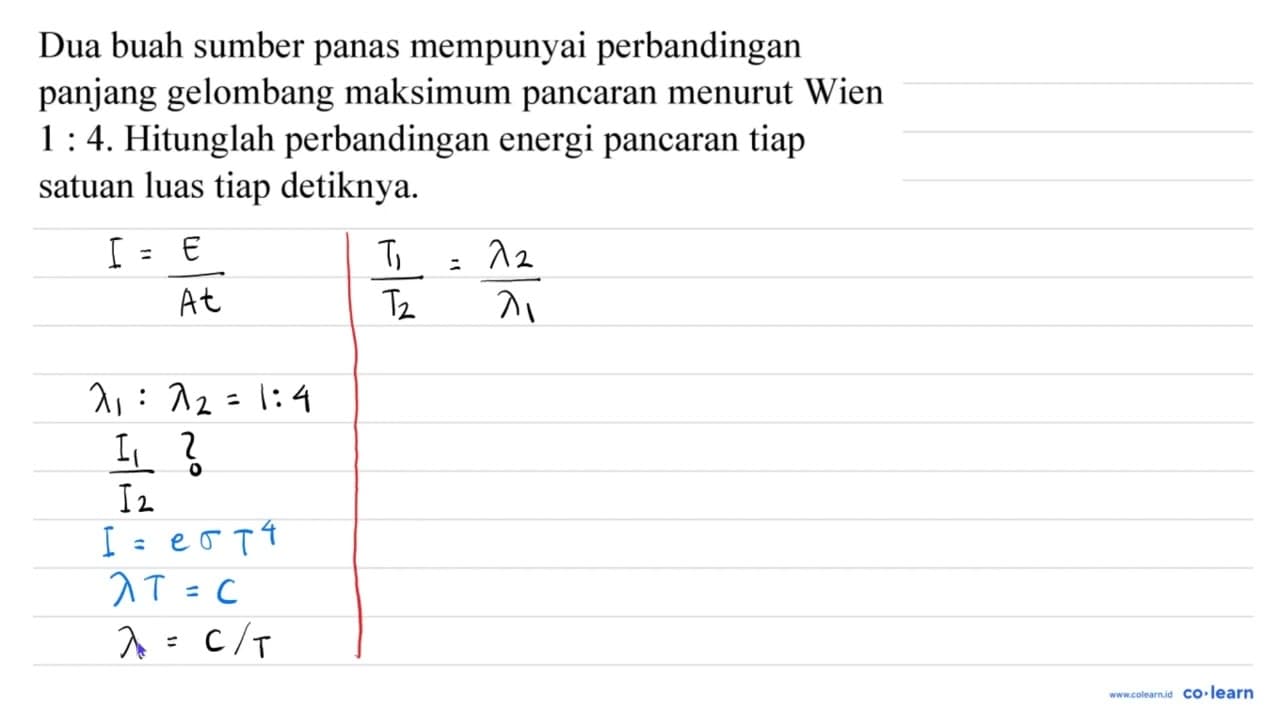 Dua buah sumber panas mempunyai perbandingan panjang