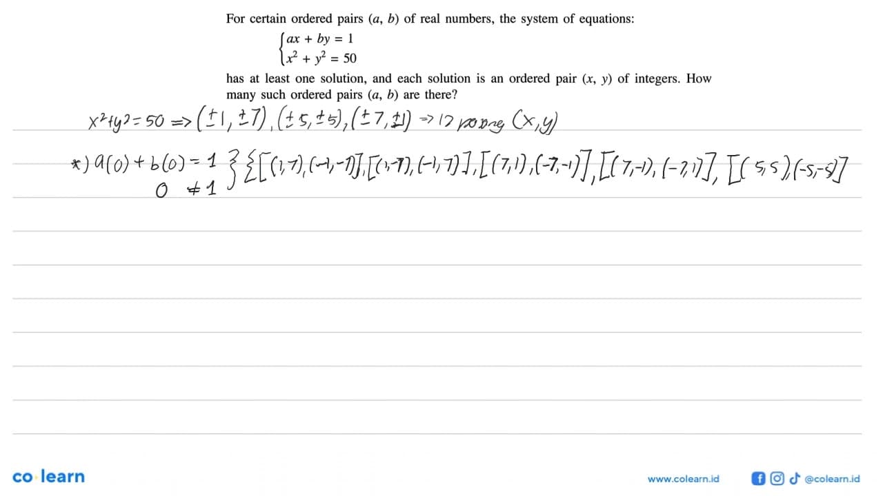 For certain ordered pairs (a, b) of real numbers, the