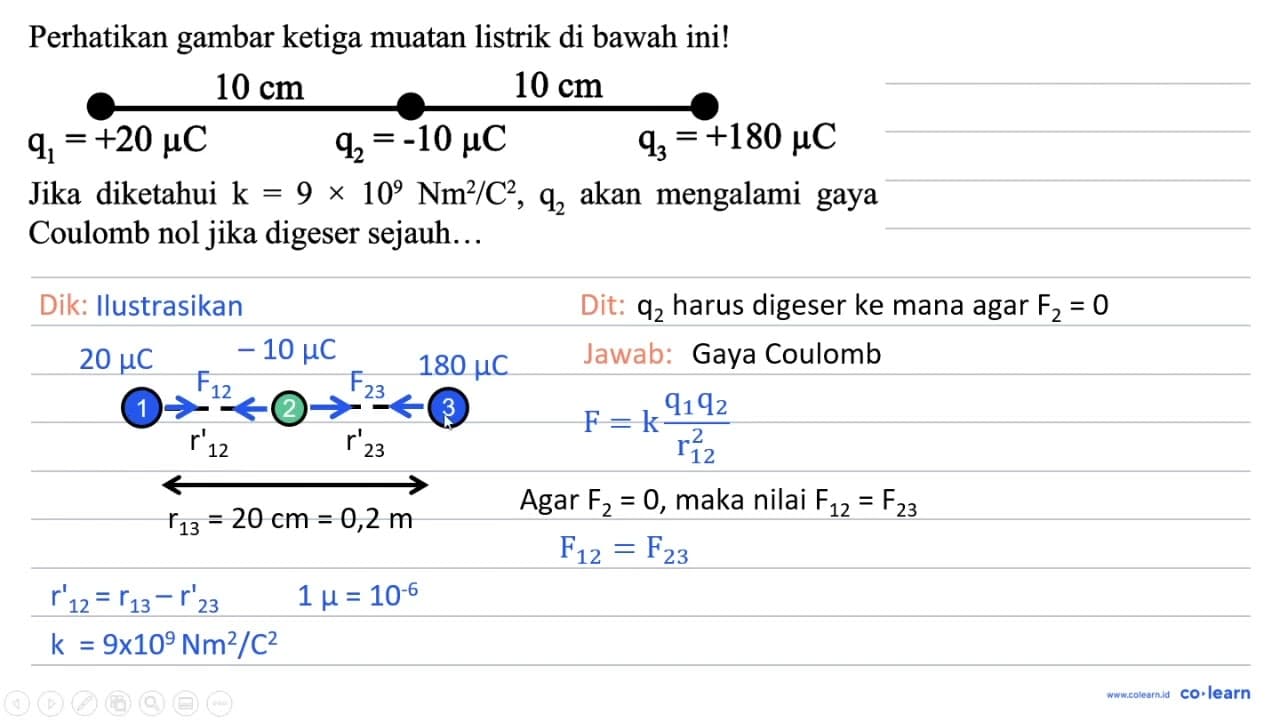 Perhatikan gambar ketiga muatan listrik di bawah ini!