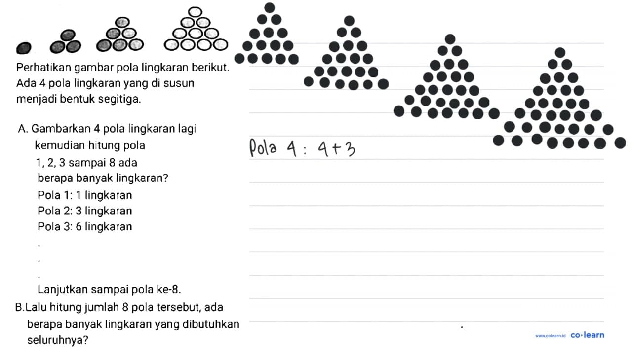 Perhatikan gambar pola lingkaran berikut. Ada 4 pola