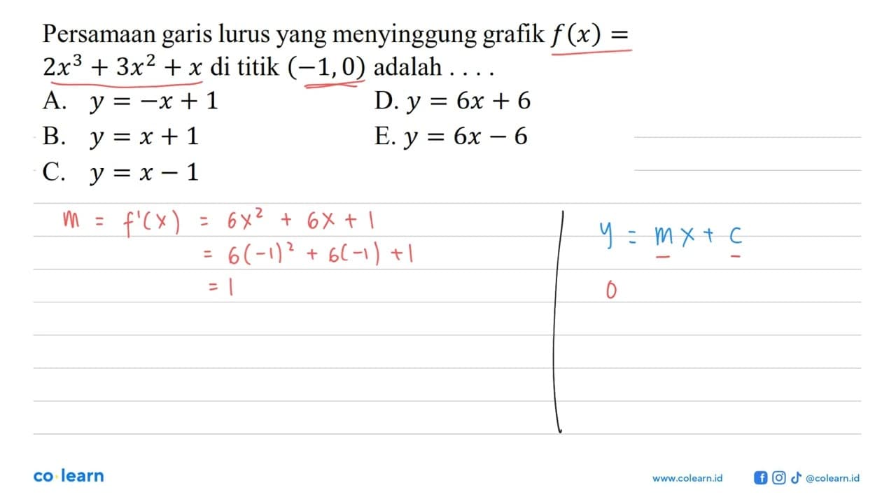 Persamaan lurus yang menyinggung grafik f (x) garis 2x^3 +