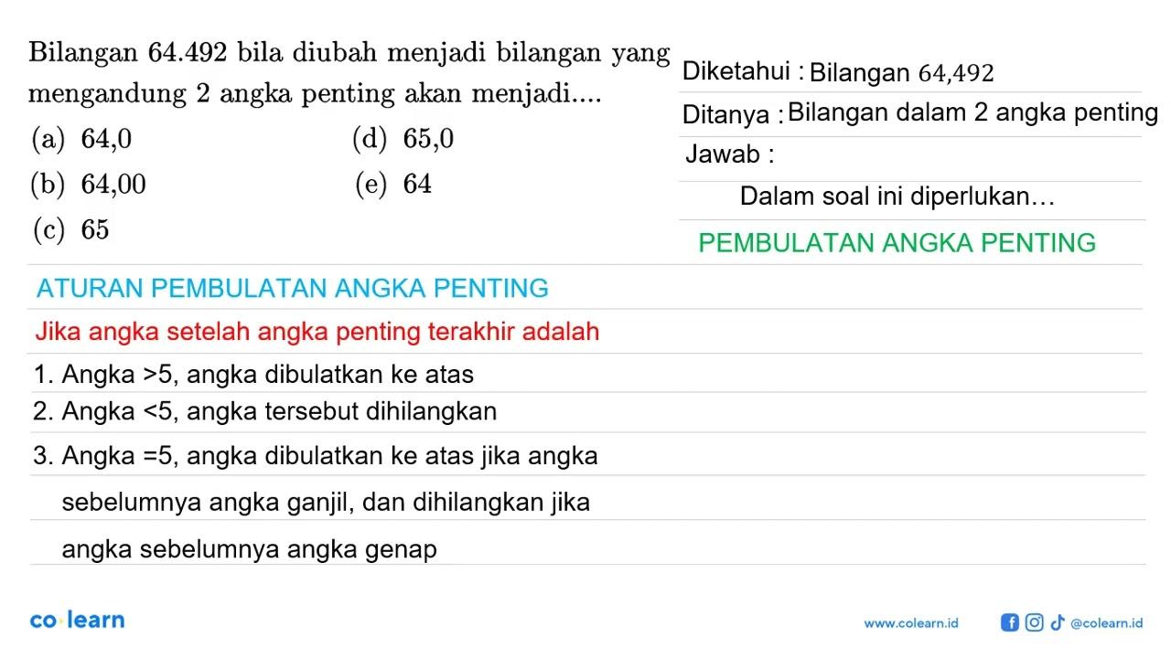 Bilangan 64.492 bila diubah menjadi bilangan yang