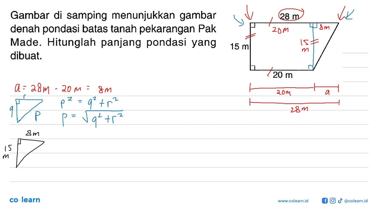 Gambar di samping menunjukkan gambar denah pondasi batas