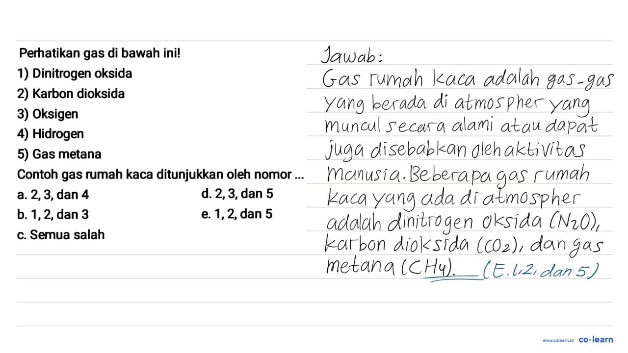 Perhatikan gas di bawah ini! 1) Dinitrogen oksida 2) Karbon