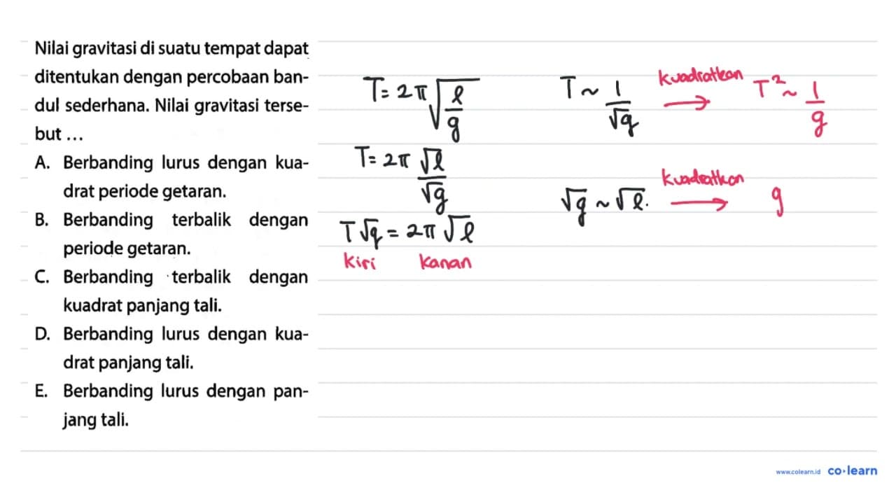 Nilai gravitasi di suatu tempat dapat ditentukan dengan