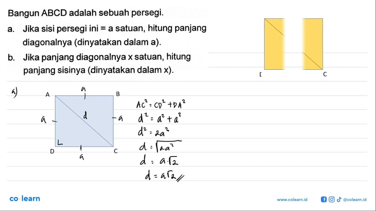 Bangun ABCD adalah sebuah persegi.a. Jika sisi persegi ini