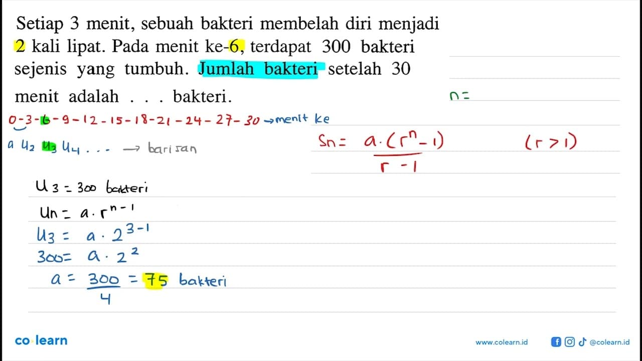 Setiap 3 menit, sebuah bakteri membelah diri menjadi 2 kali