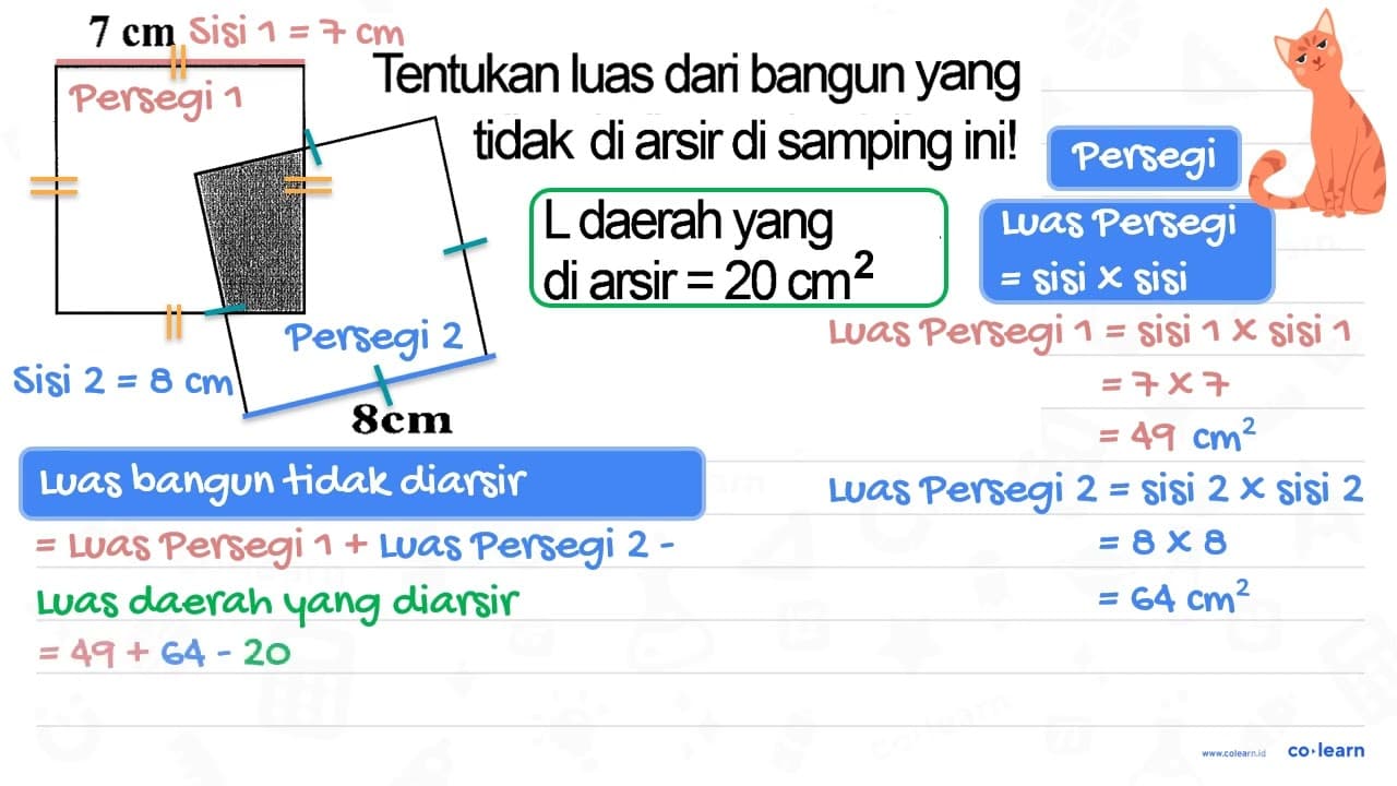 Tentukan luas dari bangun yang di arsir di samping ini! L