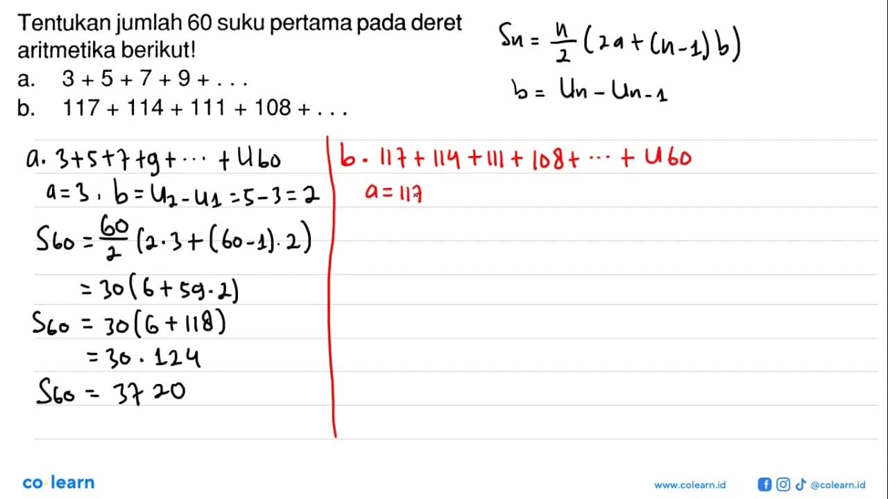 Tentukan jumlah 60 suku pertama pada deret aritmetika