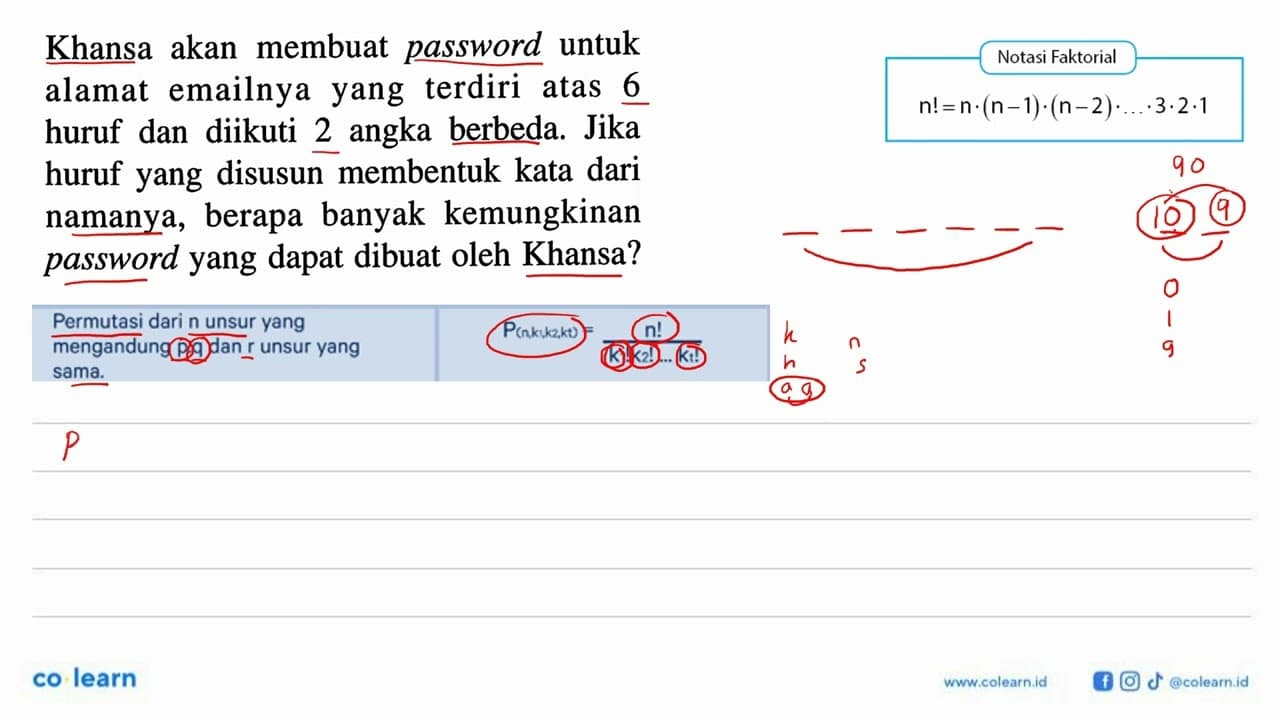 Khansa akan membuat password untuk alamat emailnya yang