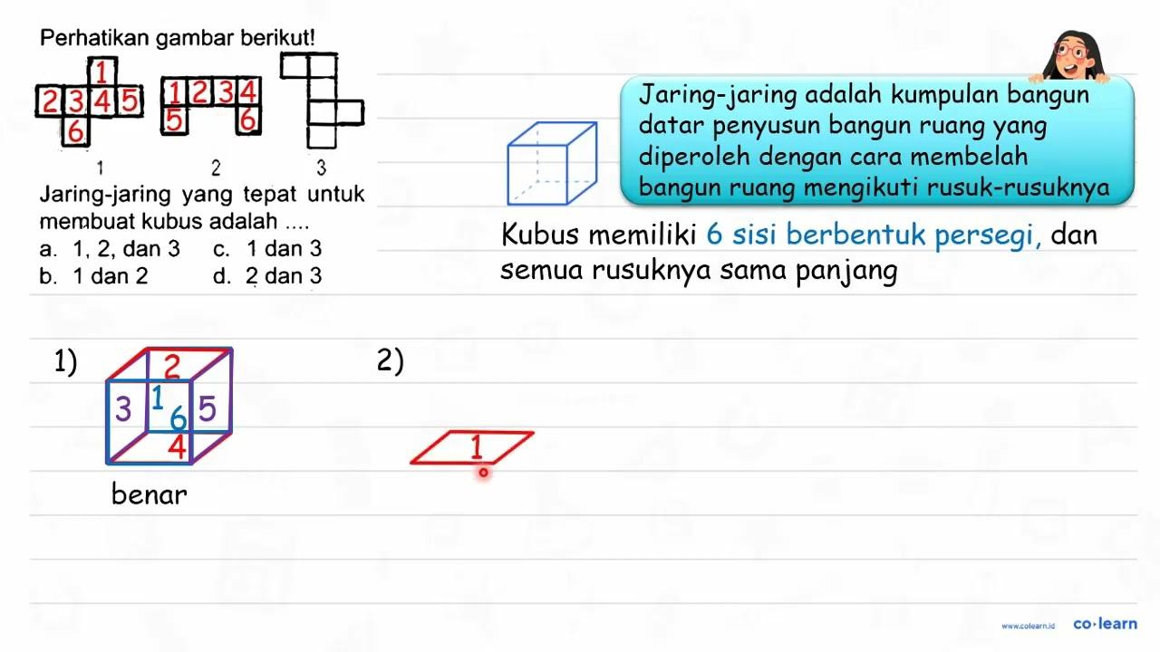 Perhatikan gambar berikut! 1 2 3 Jaring-jaring yang tepat