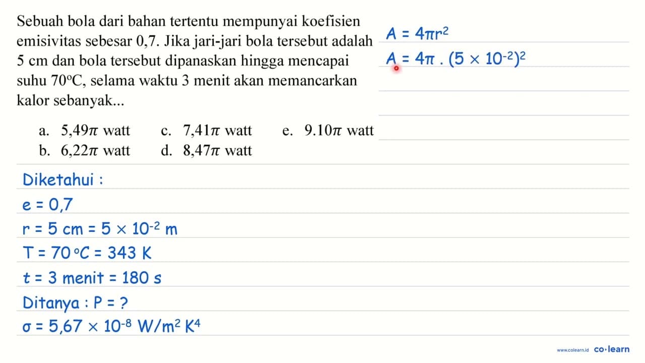 Sebuah bola dari bahan tertentu mempunyai koefisien