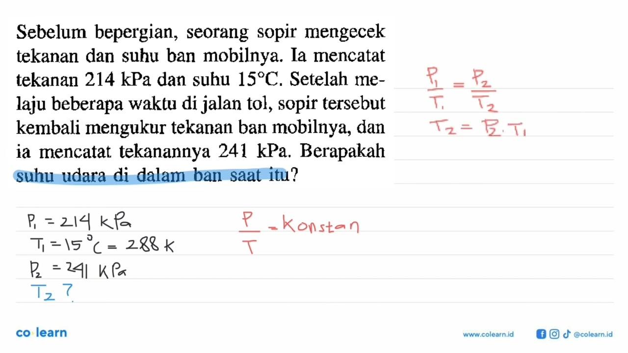 Sebelum bepergian, seorang sopir mengecek tekanan dan suhu