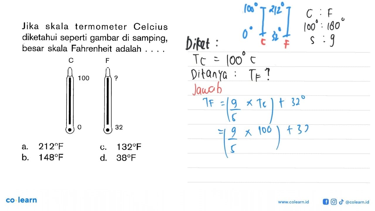 Jika skala termometer Celcius diketahui seperti gambar di