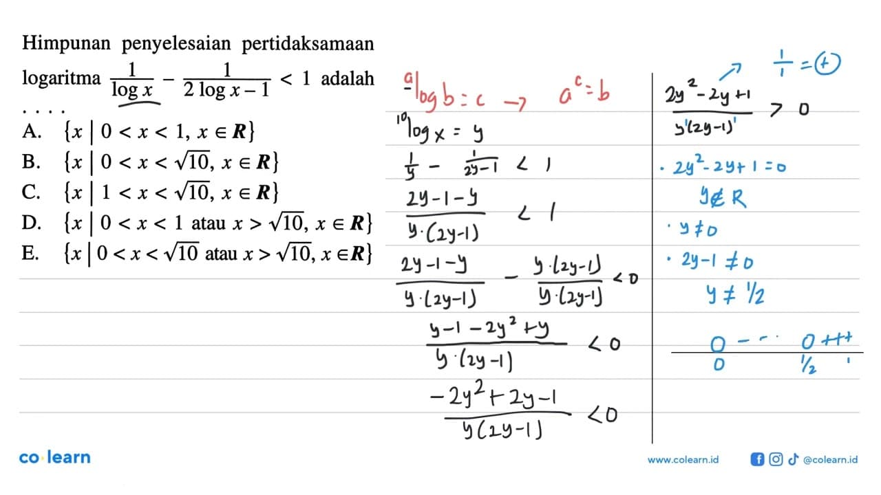 Himpunan penyelesaian pertidaksamaan logaritma