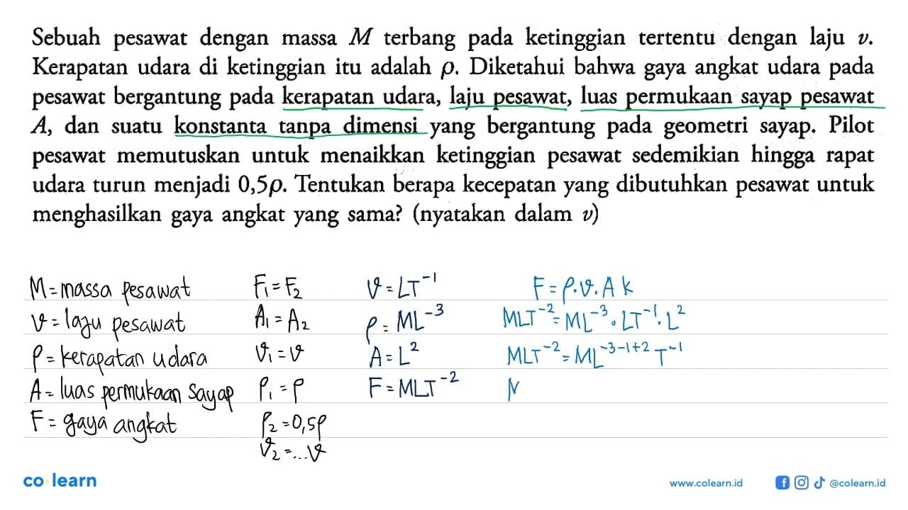 Sebuah pesawat dengan massa M terbang pada ketinggian