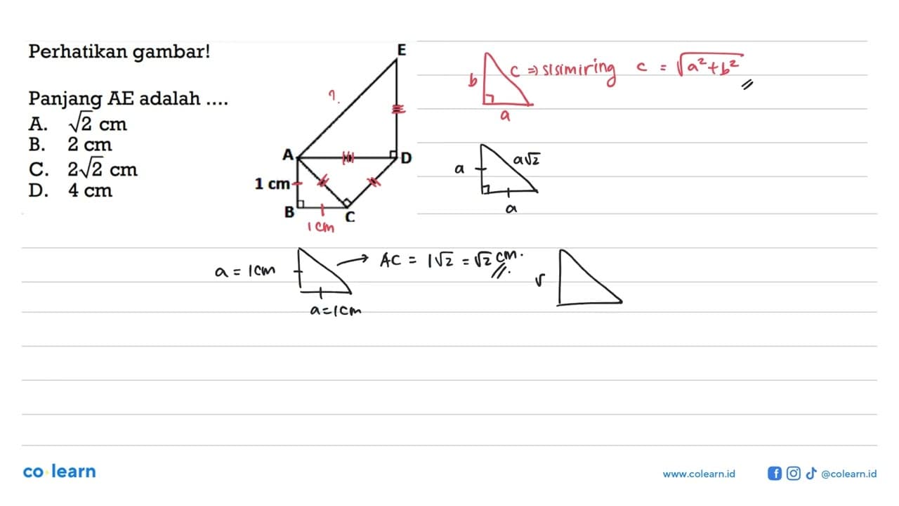perhatikan gambar!Panjang AE adalah ....
