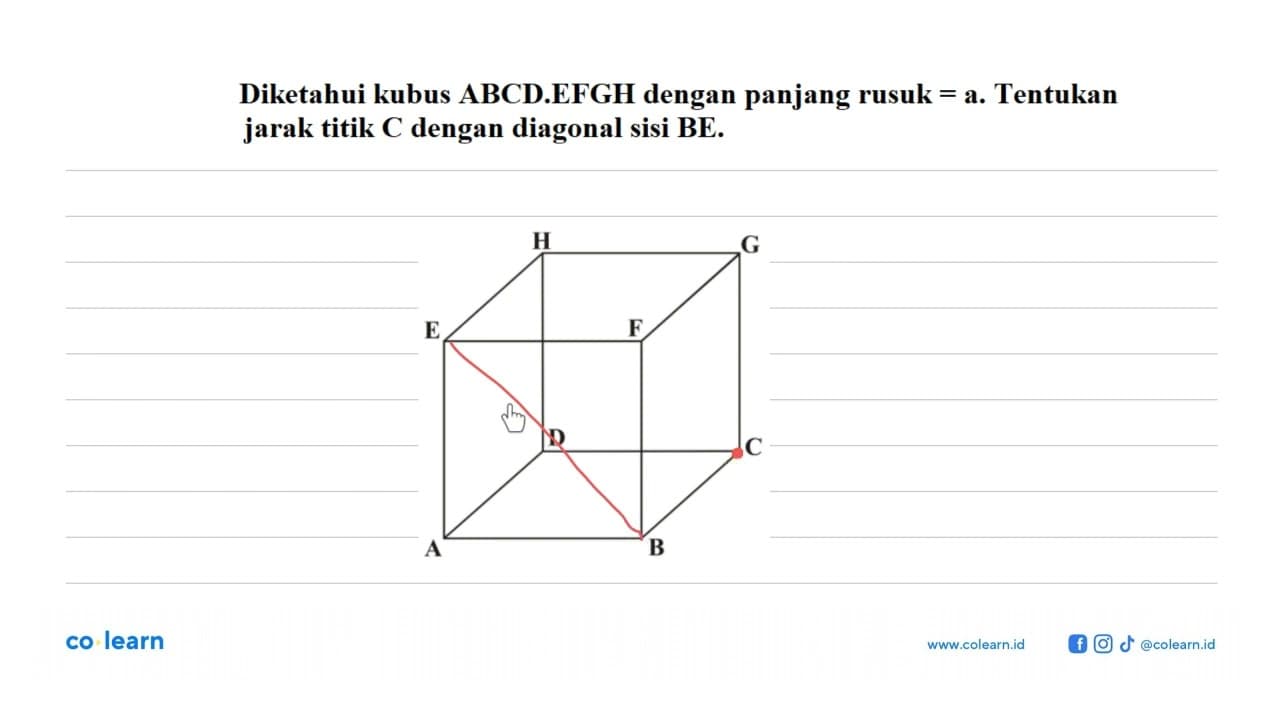 Diketahui kubus ABCD.EFGH dengan panjang rusuk = a.