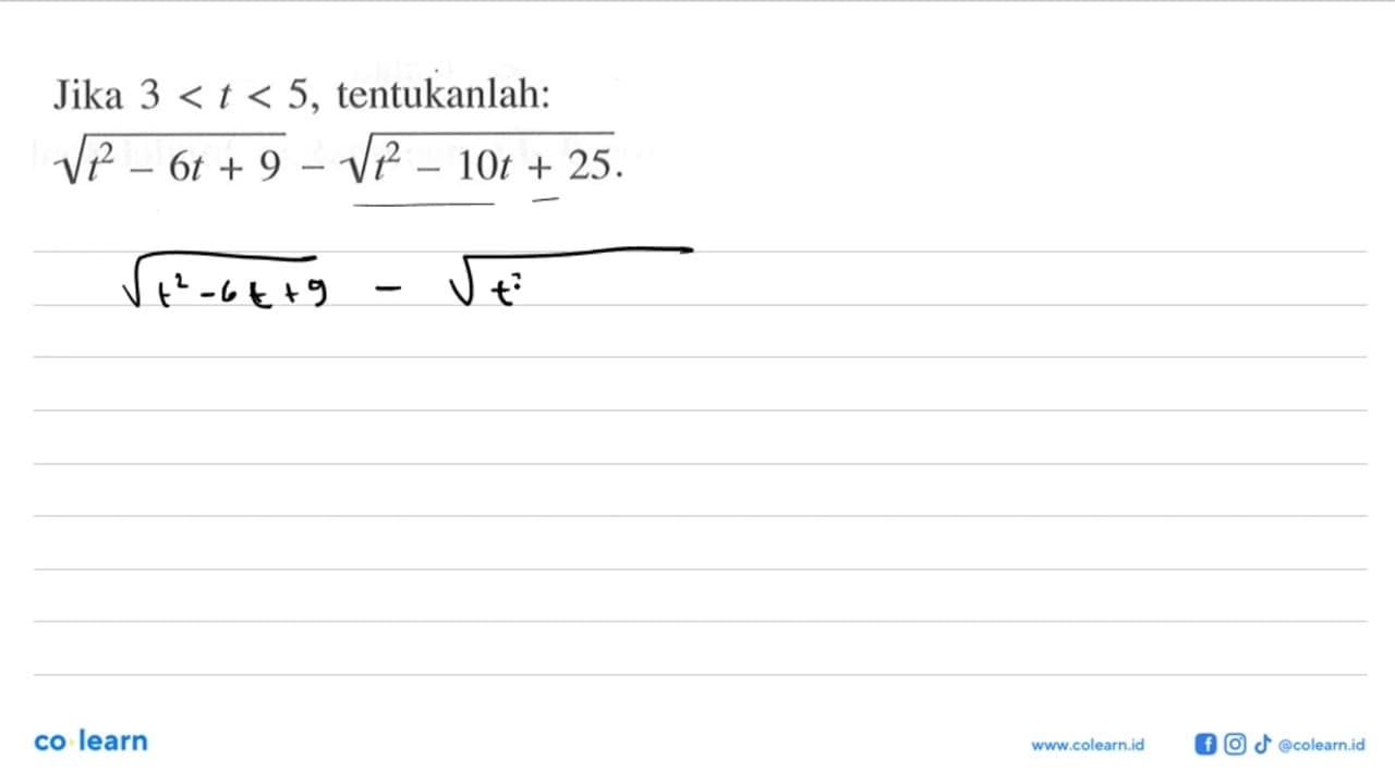 Jika 3 < t < 5, tentukanlah: