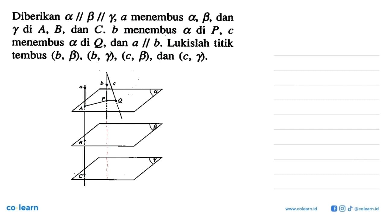 Diberikan alpha//beta// gamma, a menembus alpha, beta, dan