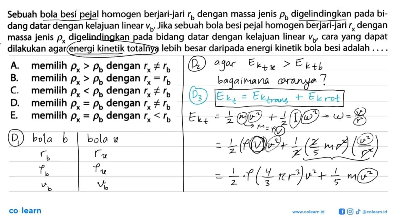 Sebuah bola besi pejal homogen berjari-jari rb dengan massa