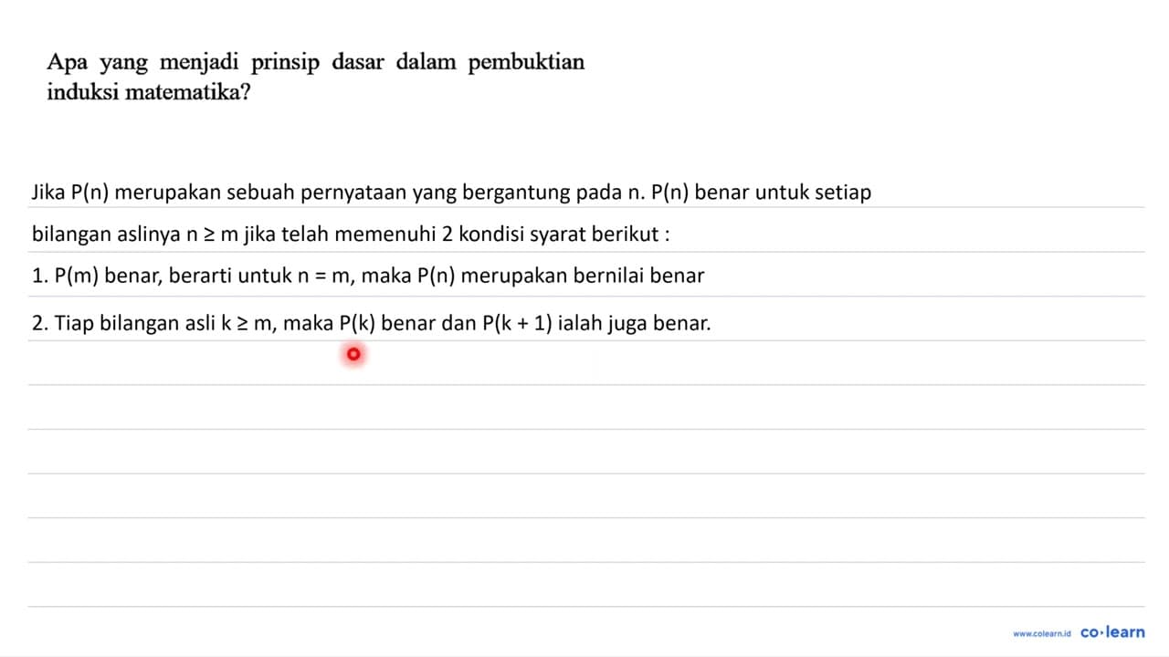 Apa yang menjadi prinsip dasar dalam pembuktian induksi