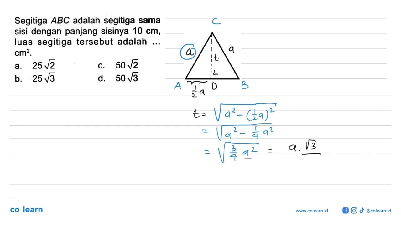 Segitiga ABC adalah segitiga sama sisi dengan panjang