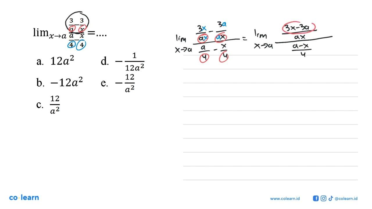 lim x -> a (3/a-3/x)/(a/4-x/4)=...