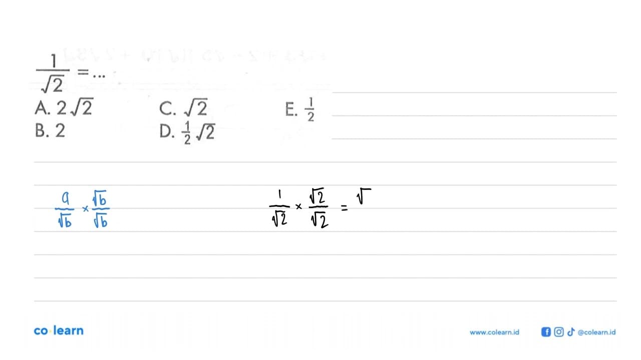 1/akar(2) = ...