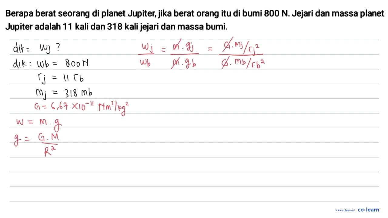 Berapa berat seorang di planet Jupiter, jika berat orang