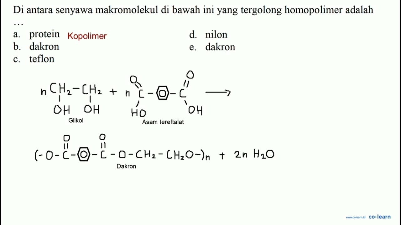 Di antara senyawa makromolekul di bawah ini yang tergolong