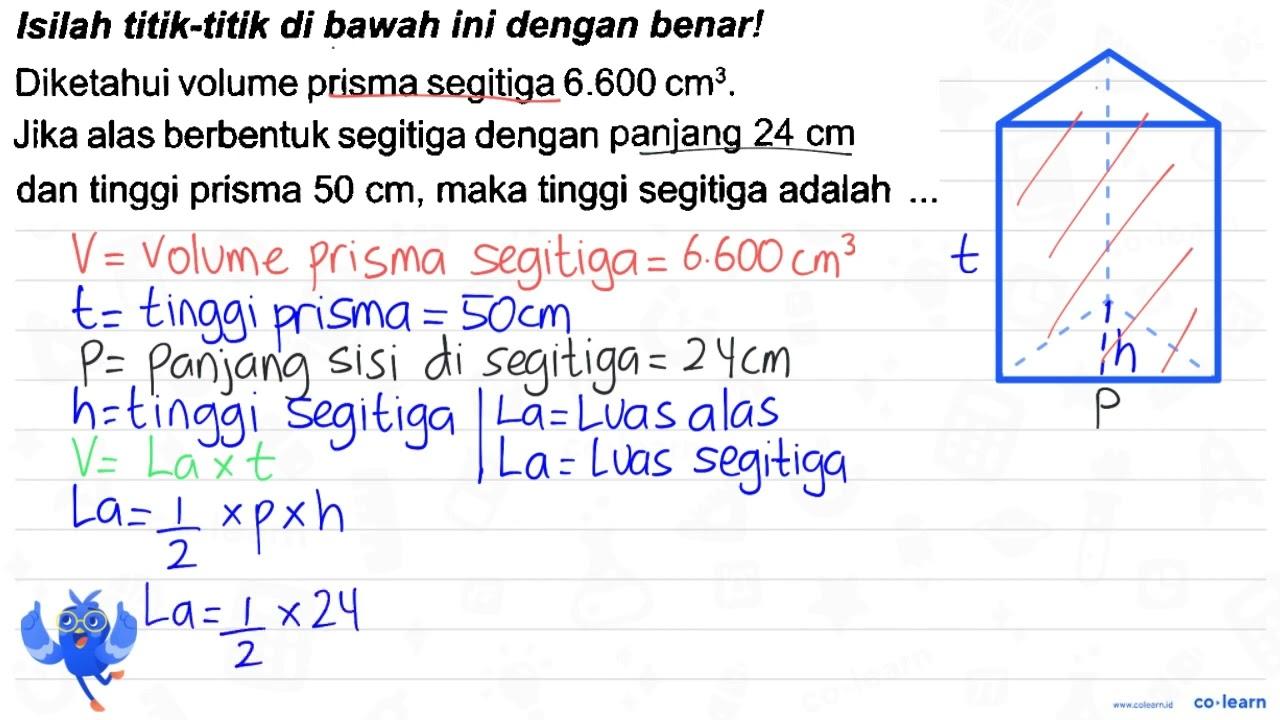 Isilah titik-titik di bawah ini dengan benar! Diketahui