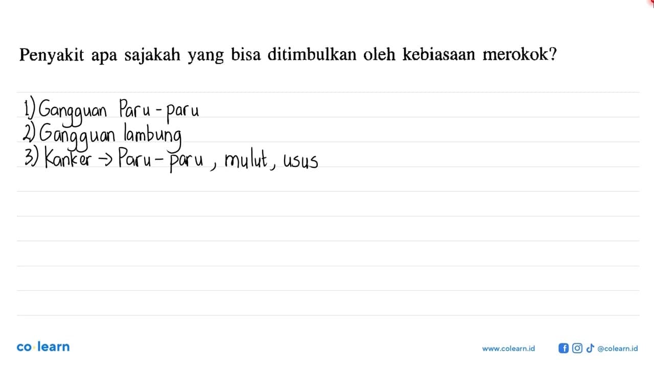 Penyakit apa sajakah yang bisa ditimbulkan oleh kebiasaan