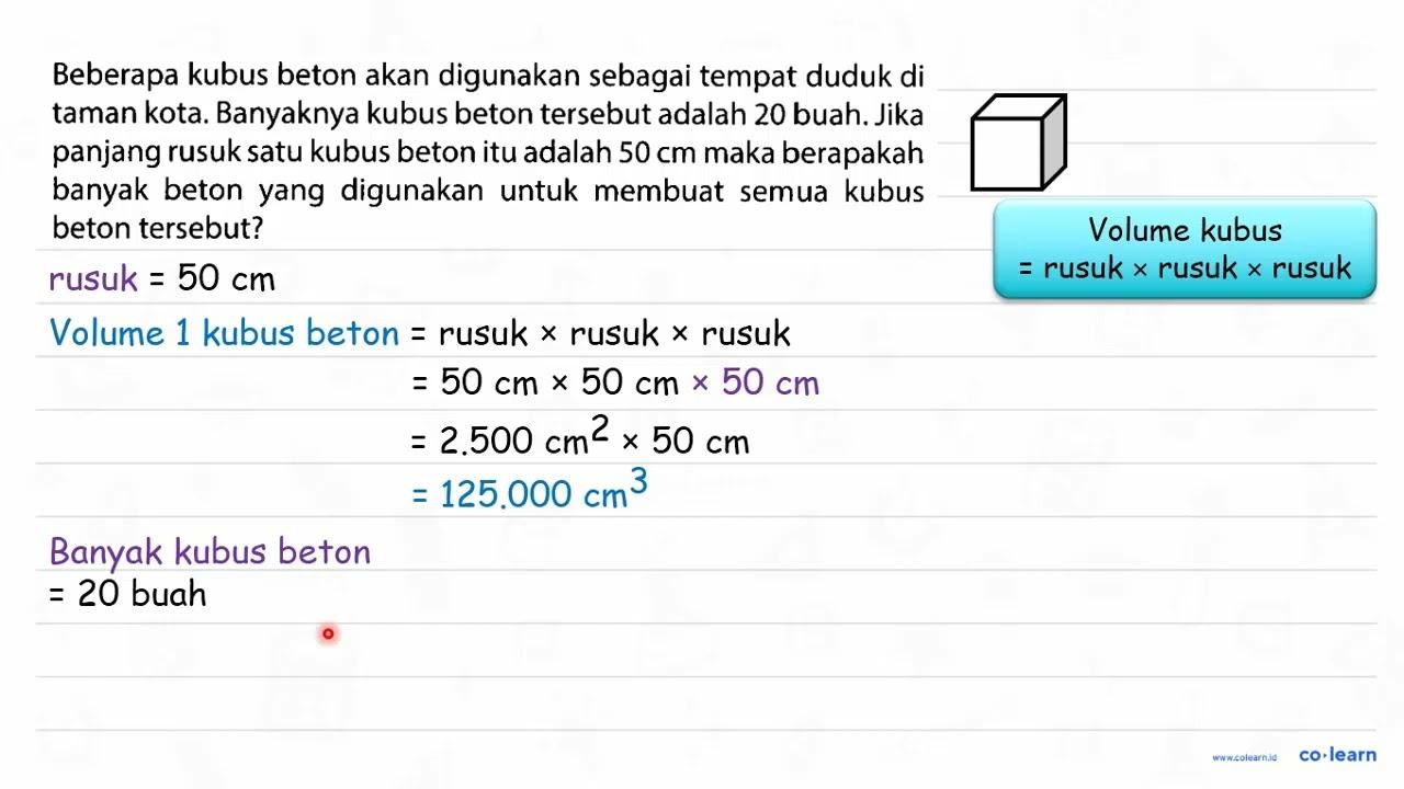 Beberapa kubus beton akan digunakan sebagai tempat duduk di