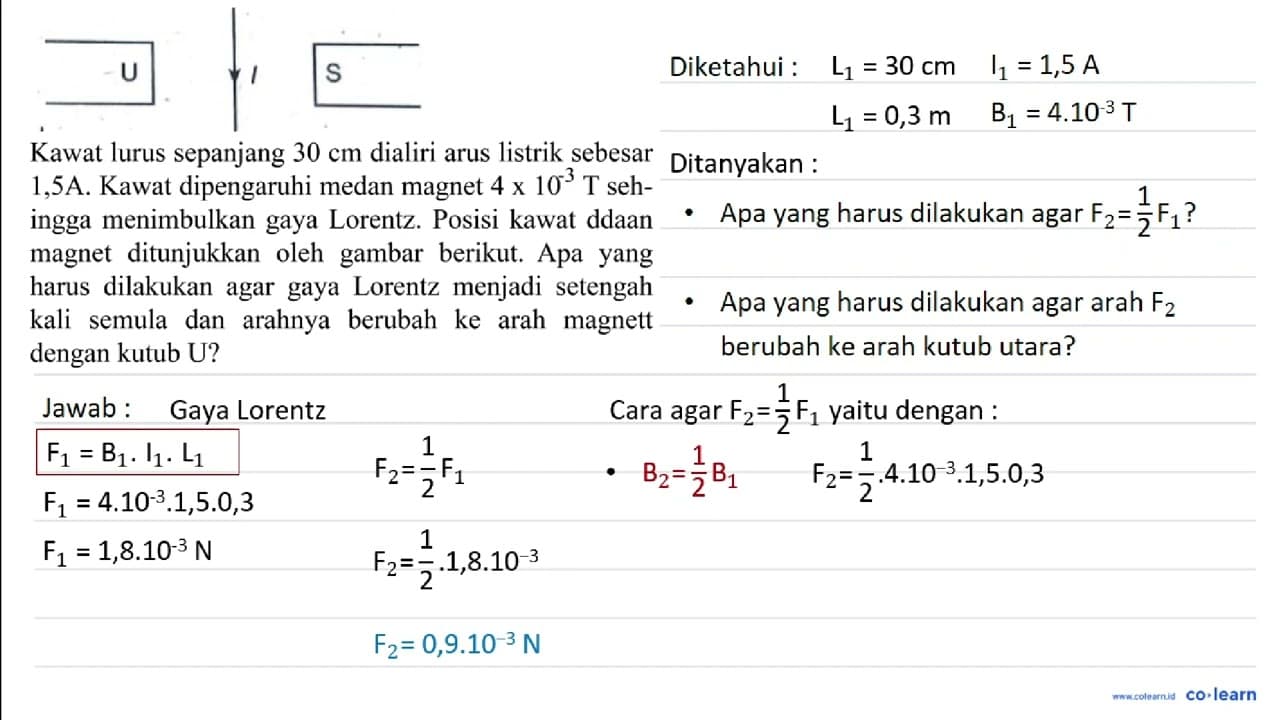 \begin{tabular}/{r|l} U 1 S Kawat lurus sepanjang 30 cm