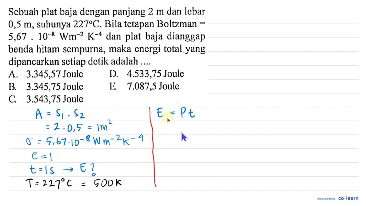 Sebuah plat baja dengan panjang 2 m dan lebar 0,5 m ,