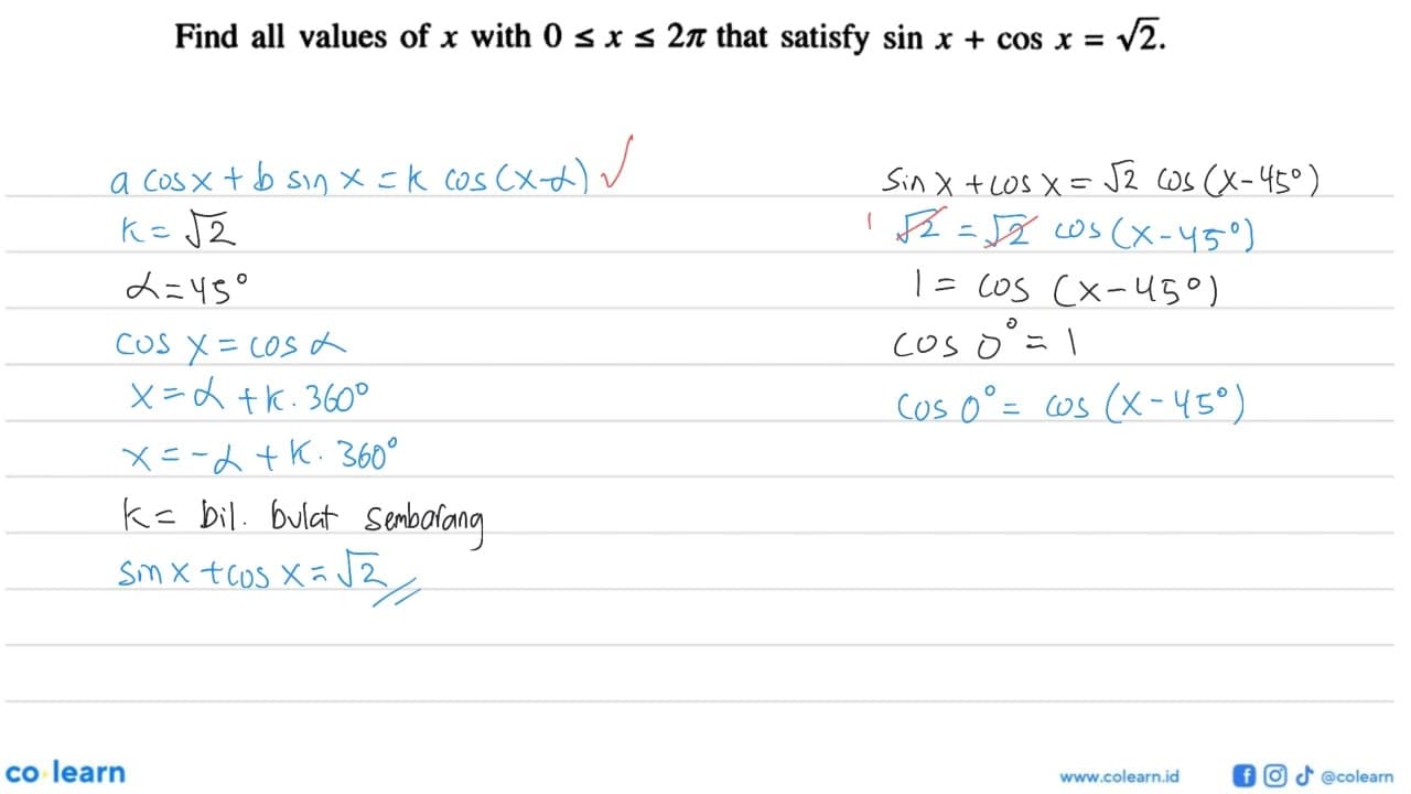 Find all values of x with 0 <= x <= 2 pi that satisfy sin