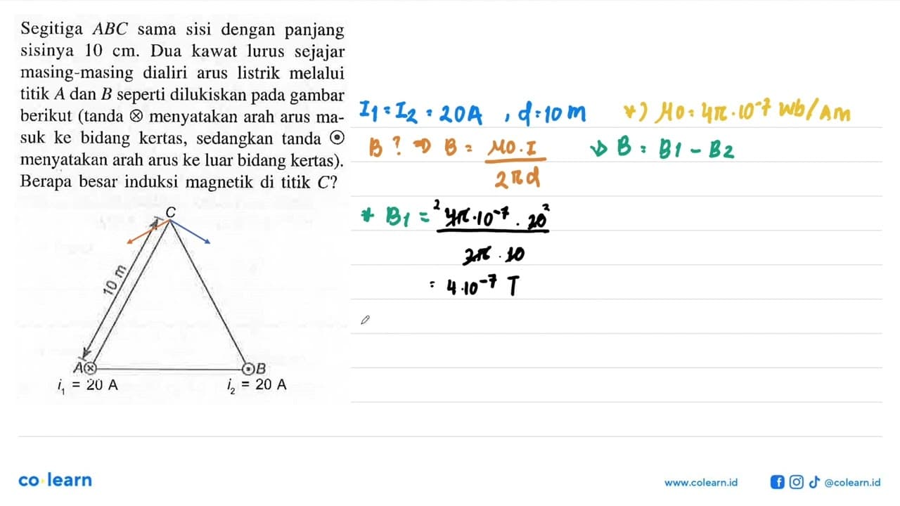 Segitiga ABC sama sisi dengan panjang sisinya 10 cm. Dua