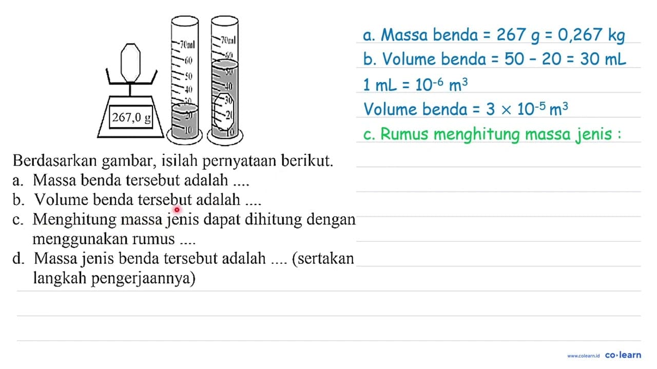 Berdasarkan gambar, isilah pernyataan berikut. a. Massa