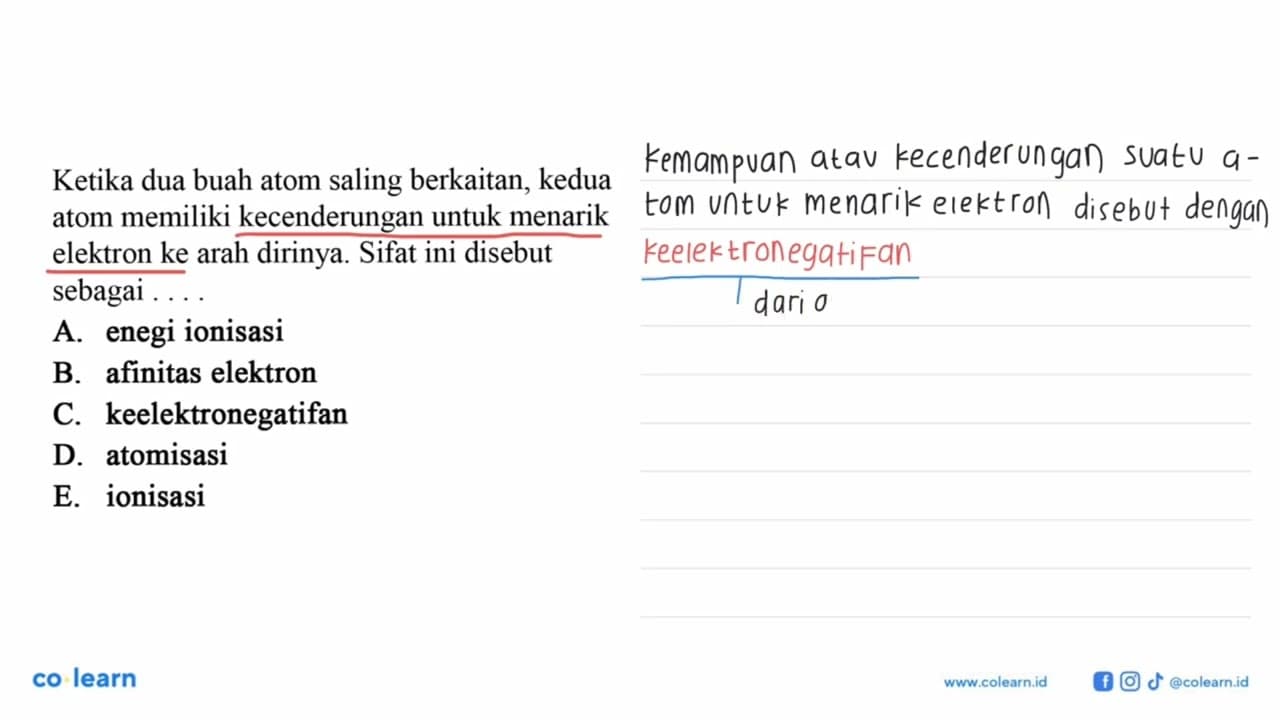 Ketika dua buah atom saling berkaitan, kedua atom memiliki