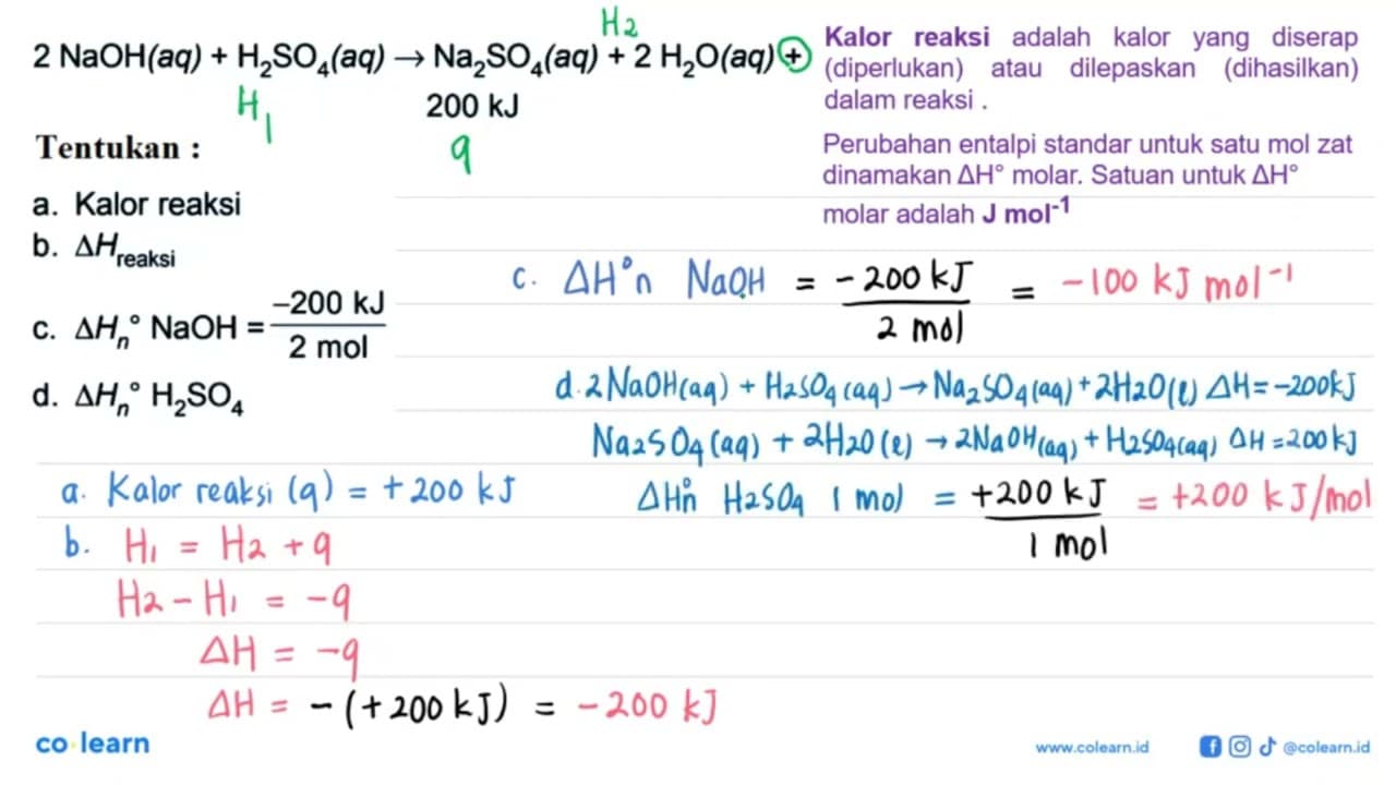 2 NaOH (aq) + H2SO4 (aq) -> Na2SO4 (aq) + 2 H2O (aq) + 200