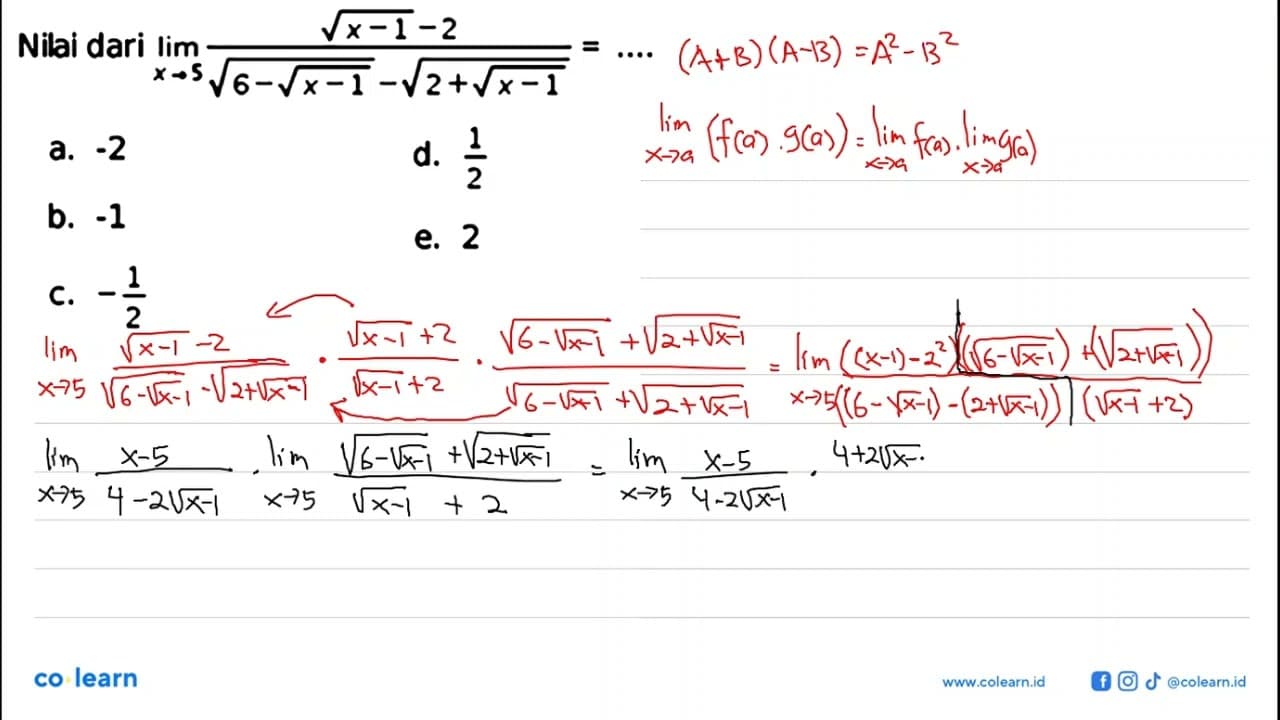 Nilai dari limit x->5