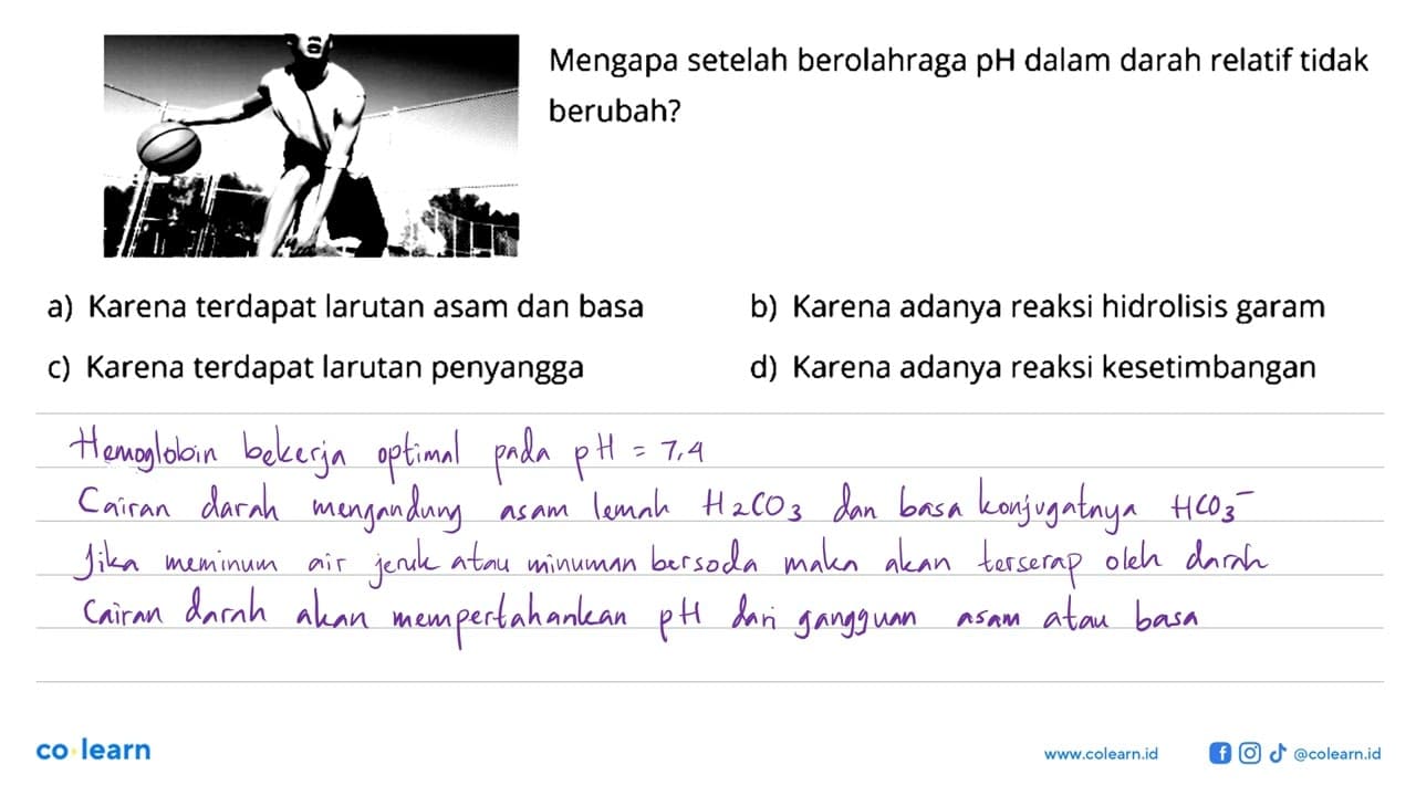 Mengapa setelah berolahraga pH dalam darah relatif tidak