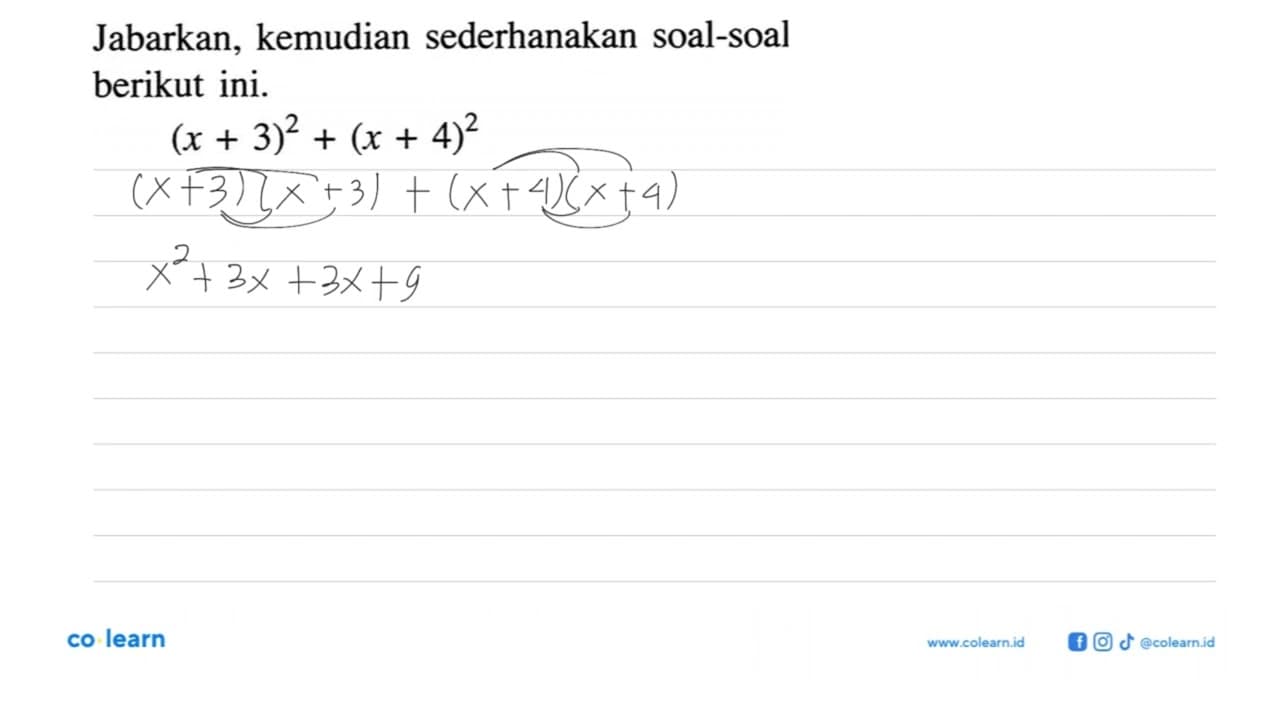 Jabarkan, kemudian sederhanakan soal-soal berikut ini.